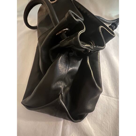 FURLA Vintage Carmen Black Smooth Leather Medium Handbag/Tote Made In Italy 1998 - Picture 8 of 11